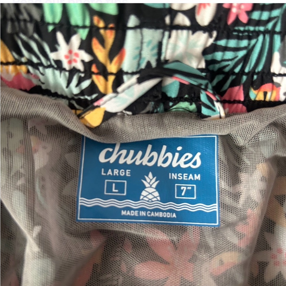Chubbies The Bloomerangs 7” Swim Trunks Large Black Floral Lined Classic Fit - Picture 2 of 8